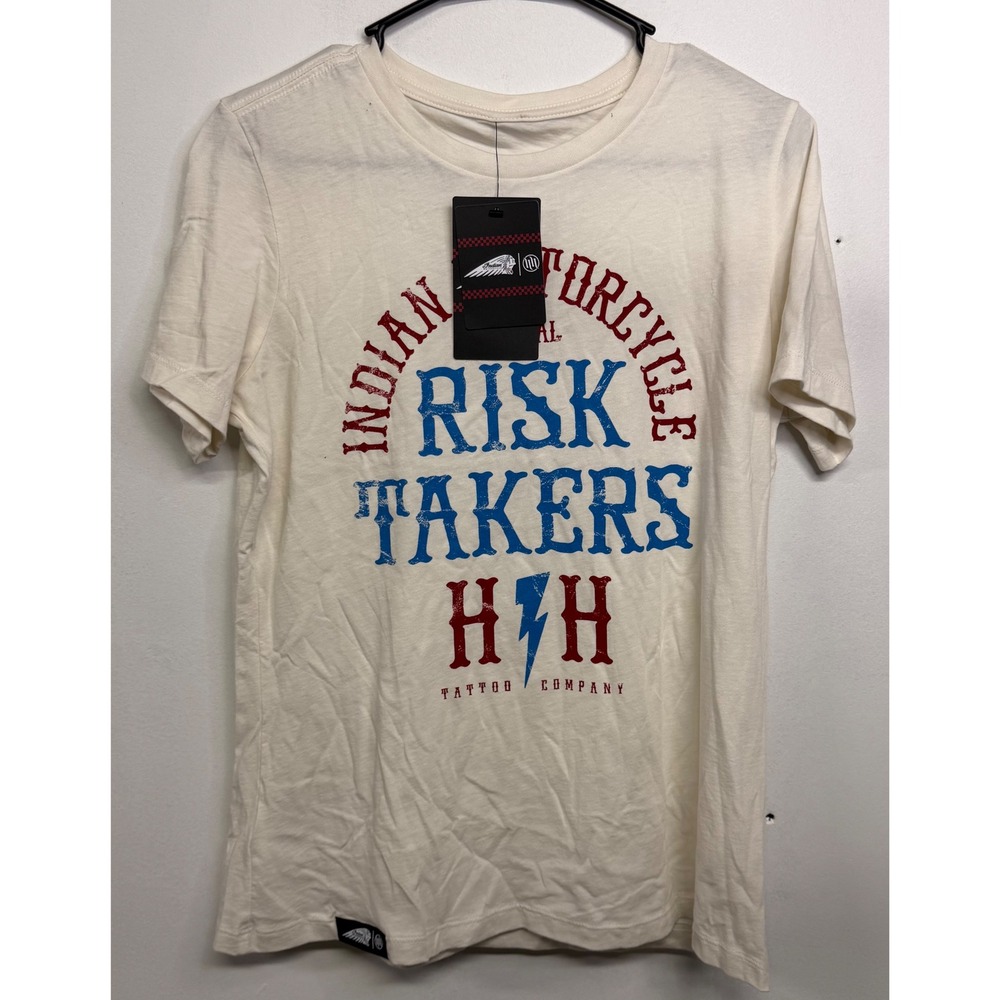 Indian Motorcycle x Hart & Huntington Risk Takers Graphic Tee White Medium NEW